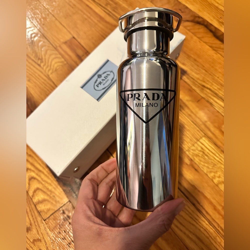 NEW! Prada Silver Mirror-Finish Water Bottle